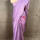 LAVENDER COLOUR JAMDANI MUSLIN SAREE WITH CONTRAST BLOUSE