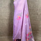 LAVENDER COLOUR JAMDANI MUSLIN SAREE WITH CONTRAST BLOUSE