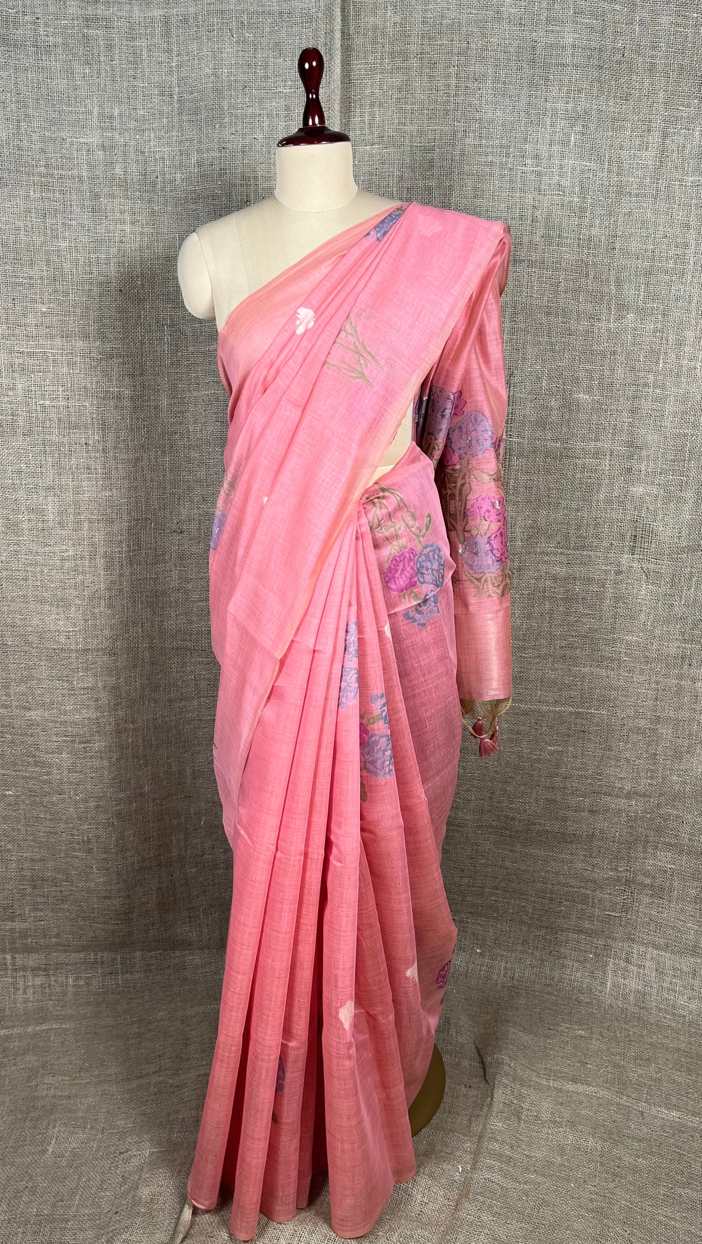 PINK COLOUR JAMDANI MUSLUN SAREE