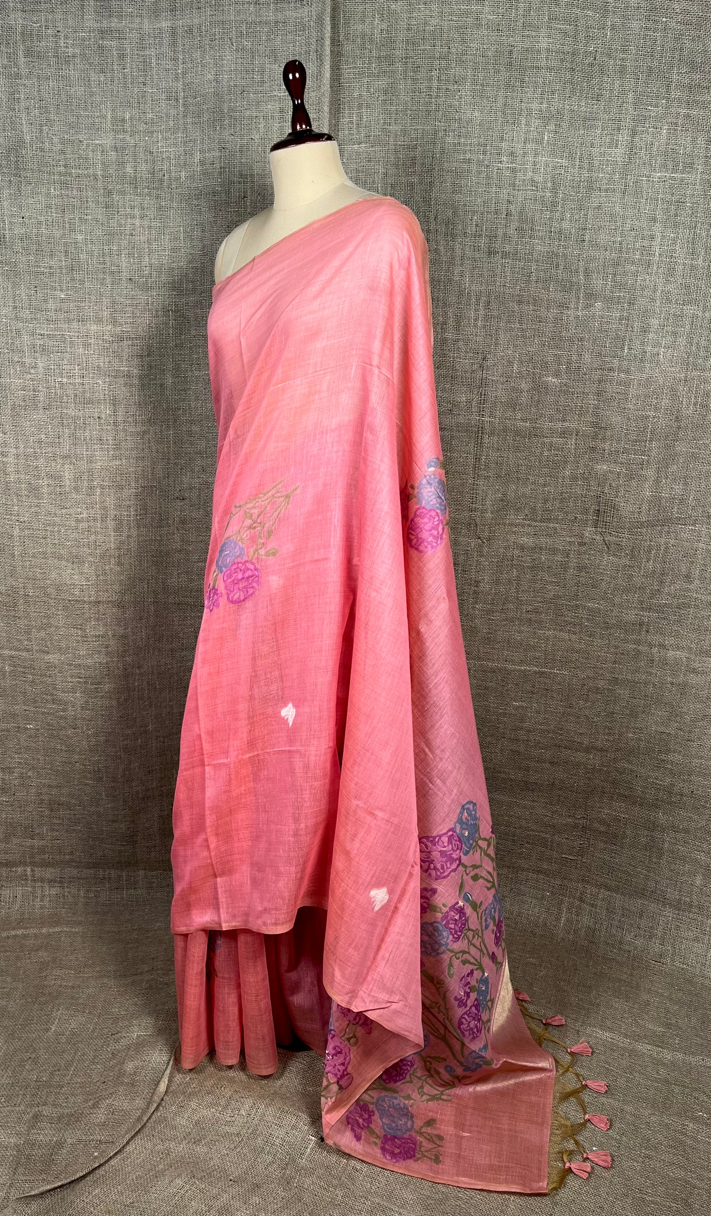 PINK COLOUR JAMDANI MUSLUN SAREE