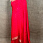 HOT PINK COLOUR CHINON MIRROR WORK SAREE