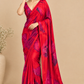 RED COLOUR PURE SATIN SILK PRINTED SAREE
