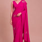 FUCHSIA PINK COLOUR PURE PLATINUM CHIFFON HAND EMBROIDERED SAREE WITH CREPE SILK BLOUSE EMBELLISHED WITH SEQUINS & RESHAM WORK
