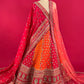 HOT PINK & ORANGE COLOUR SILK WEDDING LEHENGA WITH ORGANZA & NET DUPATTA EMBELLISHED WITH KASAB, ZARDOZI & SEQUINS WORK