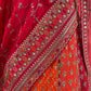 HOT PINK & ORANGE COLOUR SILK WEDDING LEHENGA WITH ORGANZA & NET DUPATTA EMBELLISHED WITH KASAB, ZARDOZI & SEQUINS WORK