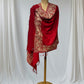 RED COLOR PASHMINA SHAWL WITH GOLDEN EMBROIDERY