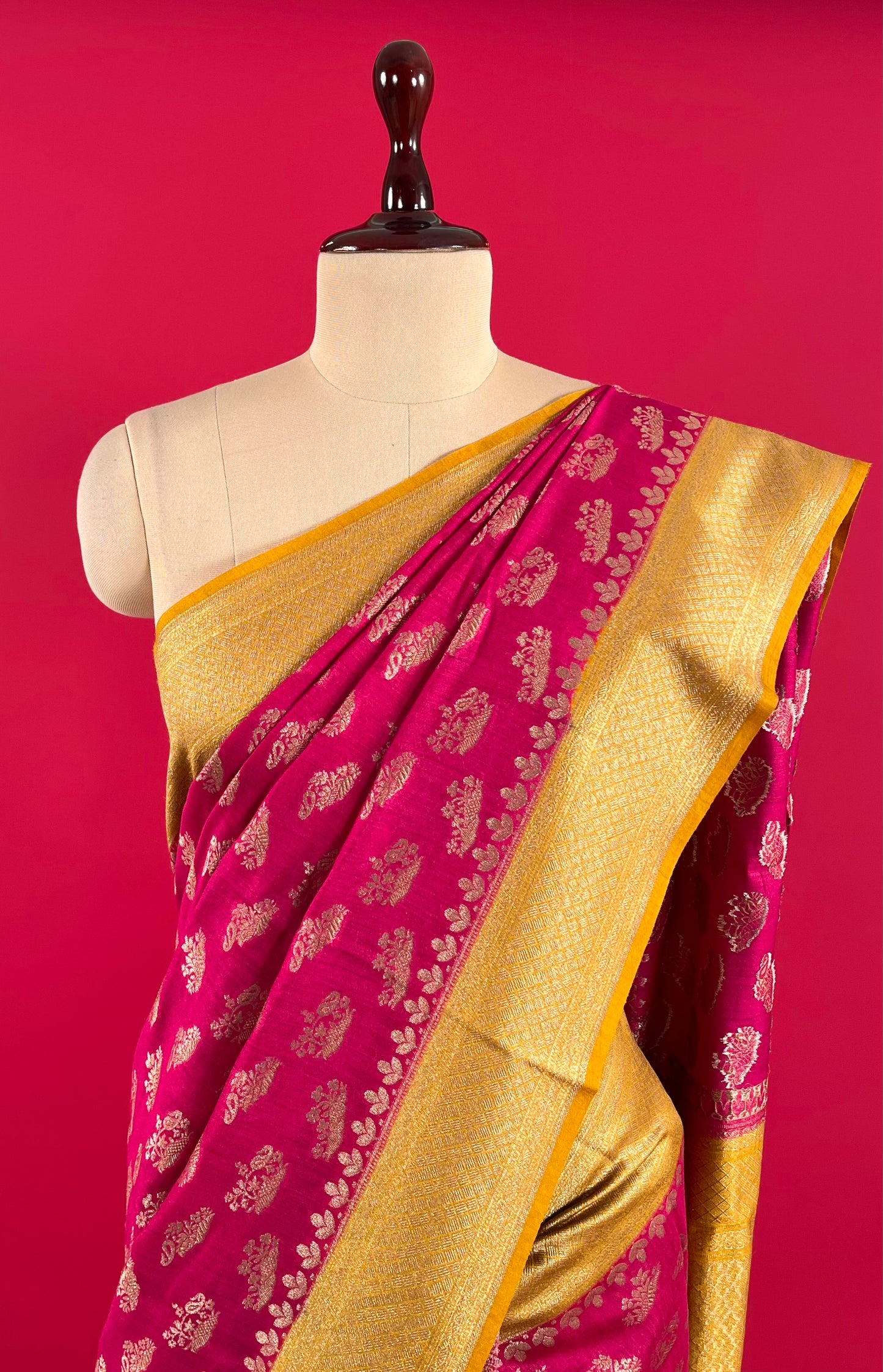 ( DELIVERY IN 20-25 DAYS ) HOT PINK COLOUR MUNGA SILK SAREE EMBELLISHED WITH ZARI WEAVES