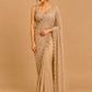 BEIGE COLOUR SEQUINS EMBROIDERED READYMADE BLOUSE SAREE EMBELLISHED WITH CUTDANA & SEQUINS WORK