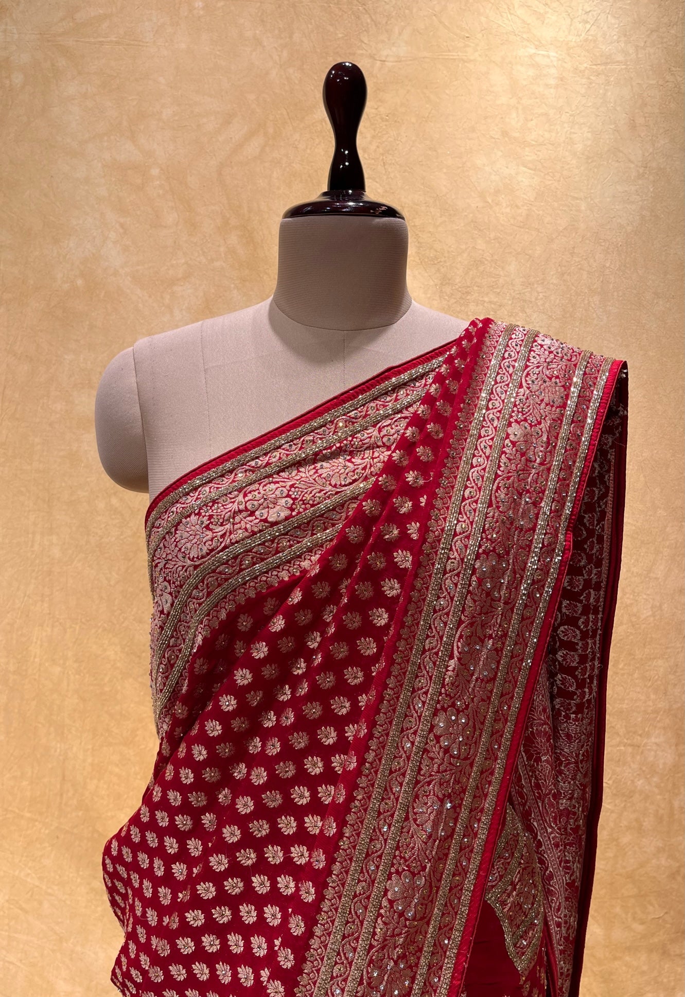 Zynah Pure Banarasi Woven Khaddi Georgette Saree; Custom Stitched/Read –  ZynahDesign