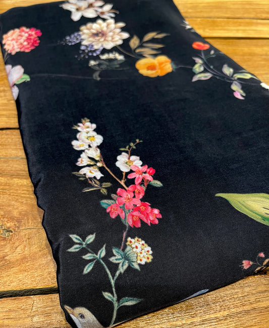 BLACK COLOUR PLANT BASED CREPE SILK PRINTED SAREE WITH UNSTITCHED BLOUSE