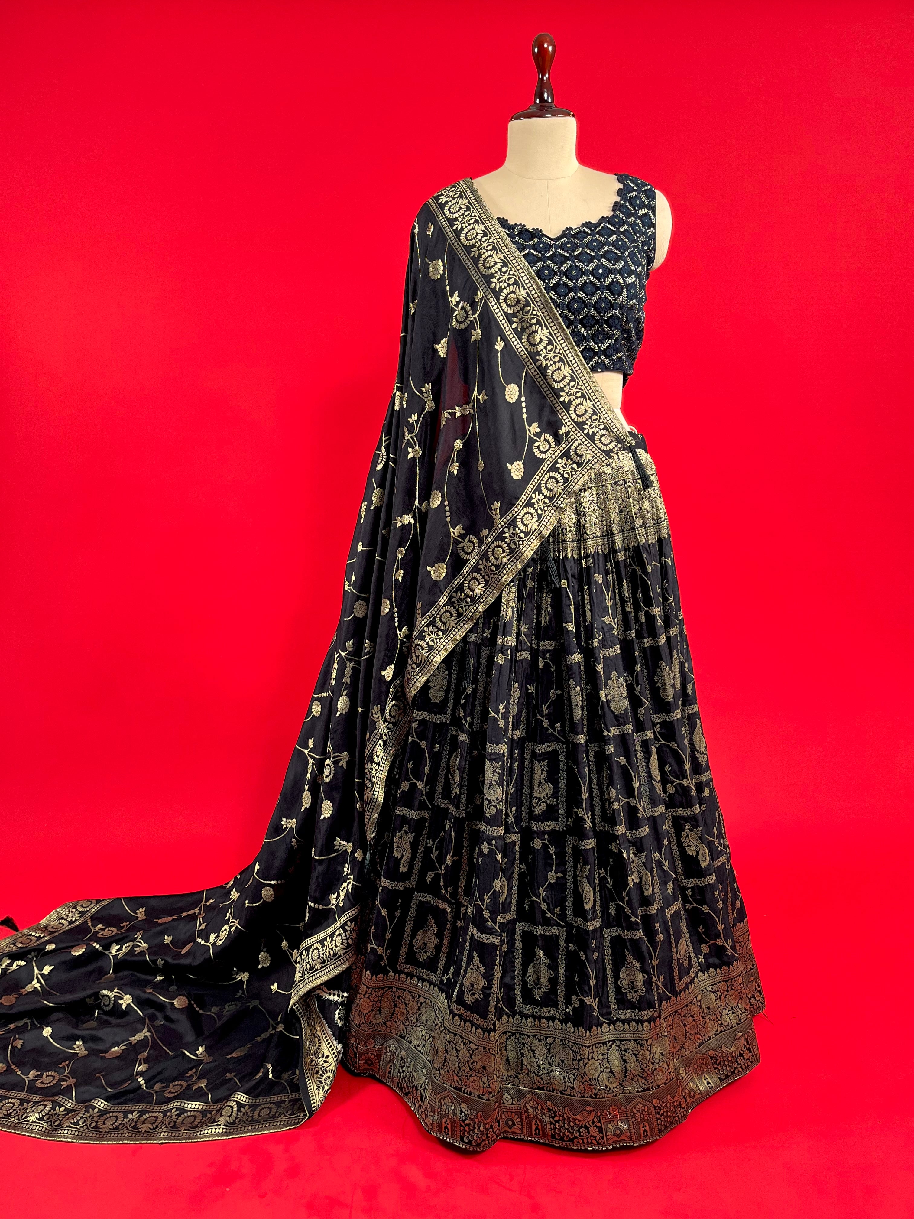 Attractive Black georgette Lehenga Choli with silver work - Dress me Royal
