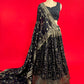 BLACK COLOUR DOLA SILK BANARASI LEHENGA WITH EMBROIDERED BLOUSE EMBELLISHED WITH THREAD WORK