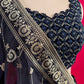 BLACK COLOUR DOLA SILK BANARASI LEHENGA WITH EMBROIDERED BLOUSE EMBELLISHED WITH THREAD WORK