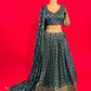 TEAL BLUE COLOUR BANARASI LEHENGA WITH READYMADE BLOUSE & CHINON DUPATTA EMBELLISHED WITH SEQUINS WORK