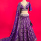 PURPLE COLOUR BANARASI SILK LEHENGA WITH READYMADE EMBROIDERED BLOUSE EMBELLISHED WITH ZARI WEAVES