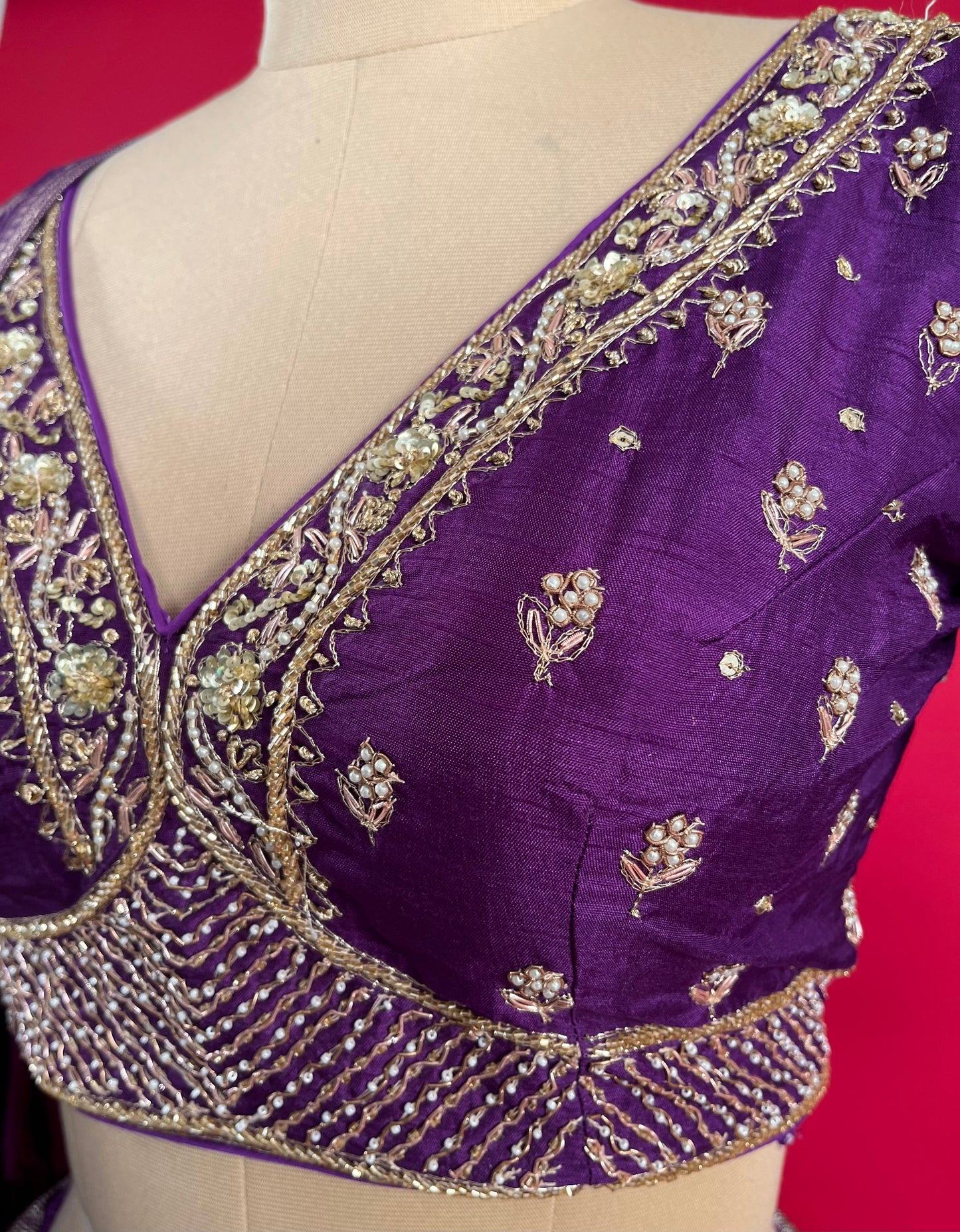 PURPLE COLOUR BANARASI SILK LEHENGA WITH READYMADE EMBROIDERED BLOUSE EMBELLISHED WITH ZARI WEAVES