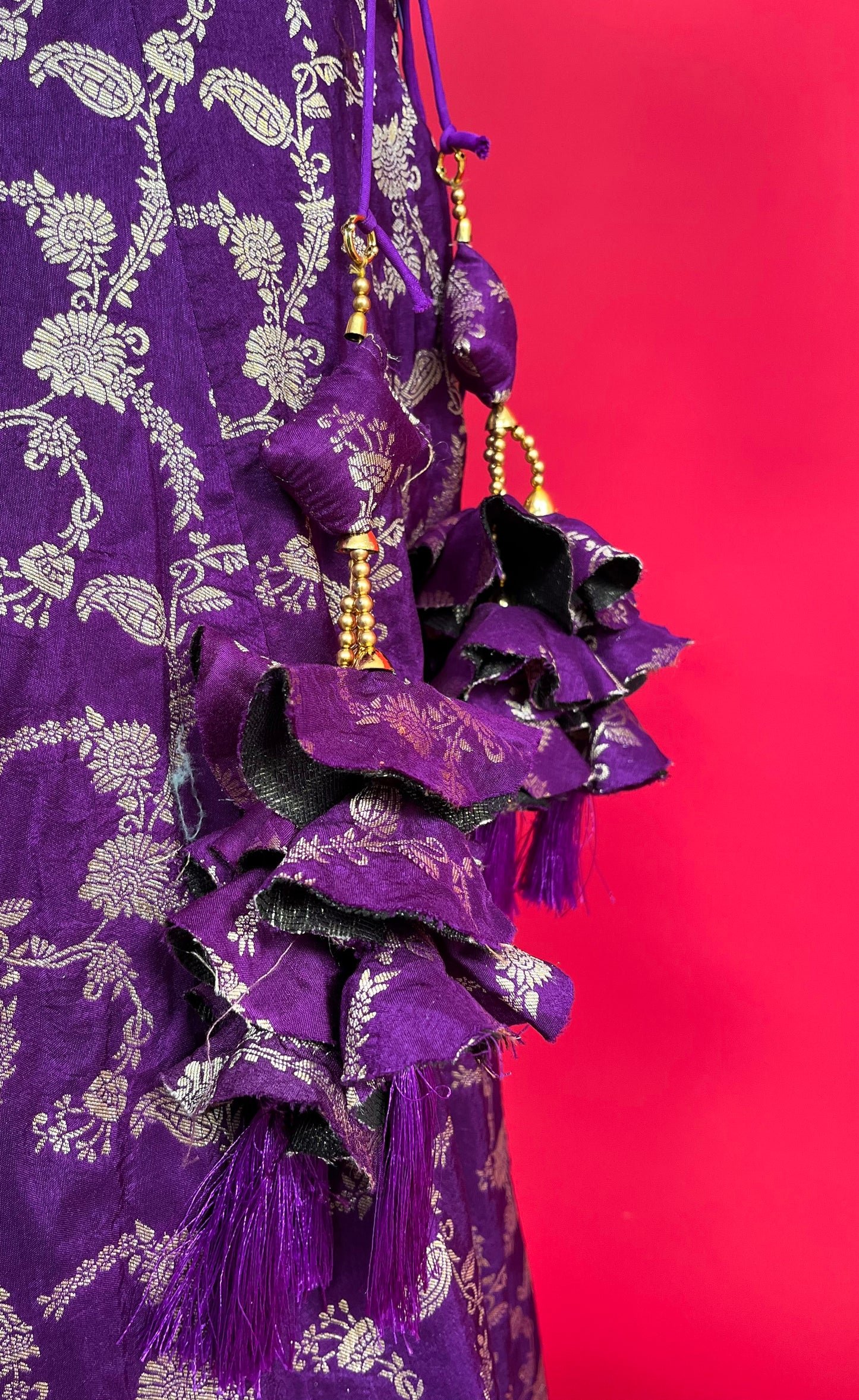 PURPLE COLOUR BANARASI SILK LEHENGA WITH READYMADE EMBROIDERED BLOUSE EMBELLISHED WITH ZARI WEAVES