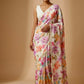 IVORY COLOUR PLANT BASED CREPE SILK PRINTED SAREE WITH UNSTITCHED BLOUSE