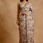 GREY COLOUR PLANT BASED CREPE SILK PRINTED SAREE WITH UNSTITCHED BLOUSE