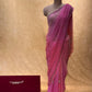 PINK SHADED CHIFFON HAND EMBROIDERED SAREE EMBELLISHED WITH CUTDANA WORK