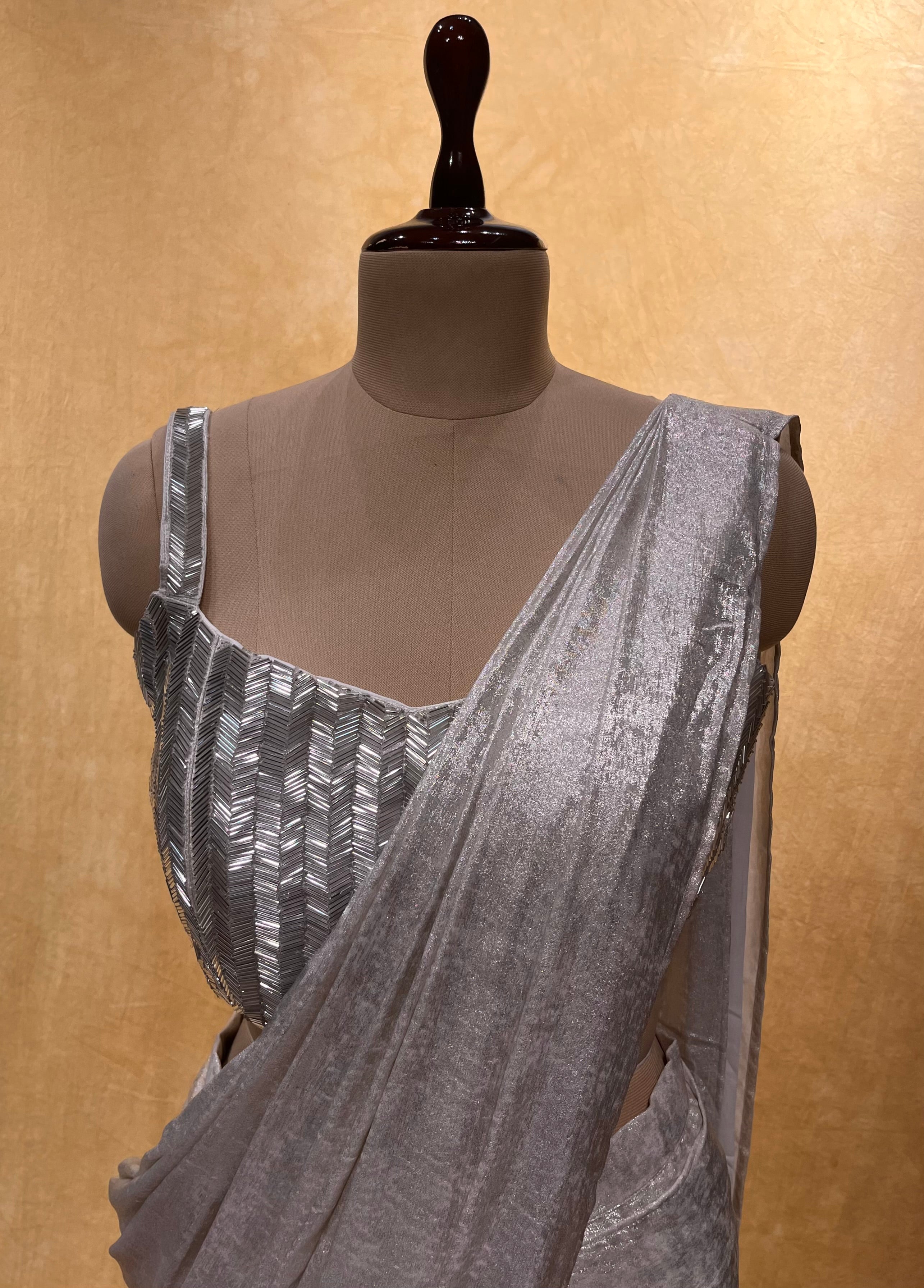 Silver Color Art Silk Saree Blouse 166BL16