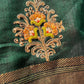 BOTLE GREEN COLOUR MAHESHWARI HAND EMBROIDERED SAREE EMBELLISHED WITH CUTDANA & BEADS WORK