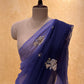 ( DELIVERY IN 25 DAYS ) SHADED PURPLE COLOUR PURE CHIFFON HAND EMBROIDERED SAREE EMBELLISHED WITH ZARDOZI WORK