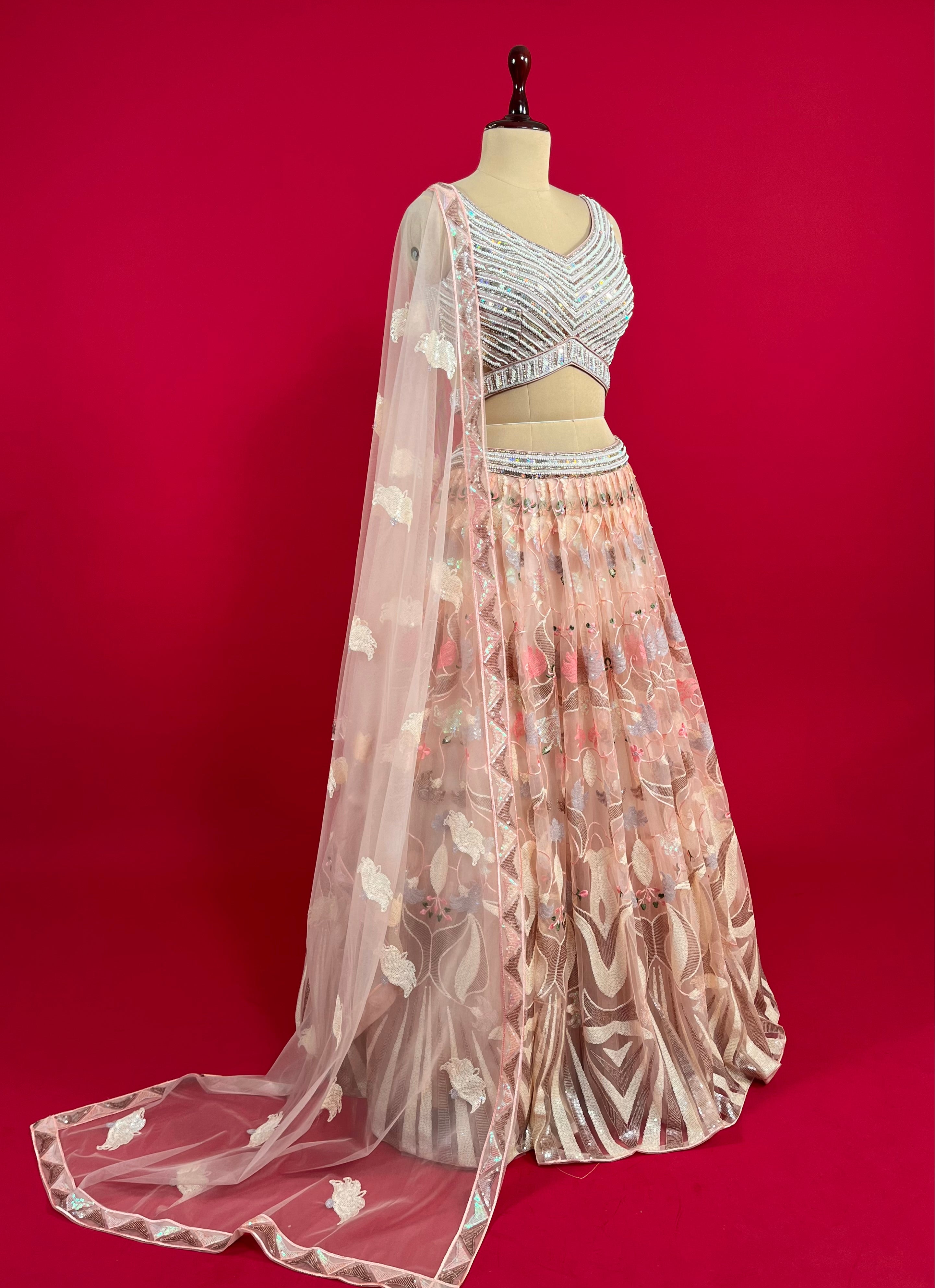 Ella Wine Bridal Lehenga Set In Velvet Beads Work SYF9096 – ShreeFashionWear