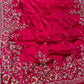 HOT PINK SATIN SILK EMBROIDERED SAREE EMBELLISHED WITH SEQUINS & CUTDANA WORK - Kothari Sons