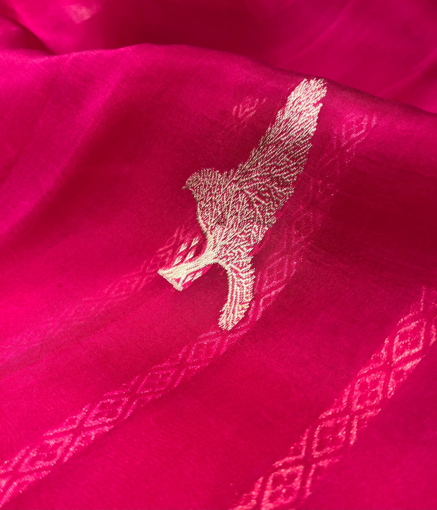 HOT PINK COLOUR PURE ORGANZA BANARASI SAREE EMBELLISHED WITH ZARI WEAVES