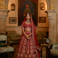 MAROON COLOUR HAND EMBROIDERED BRIDAL RAW SILK LEHENGA WITH READYMADE BLOUSE EMBELLISHED WITH RESHAM & CUTDANA WORK