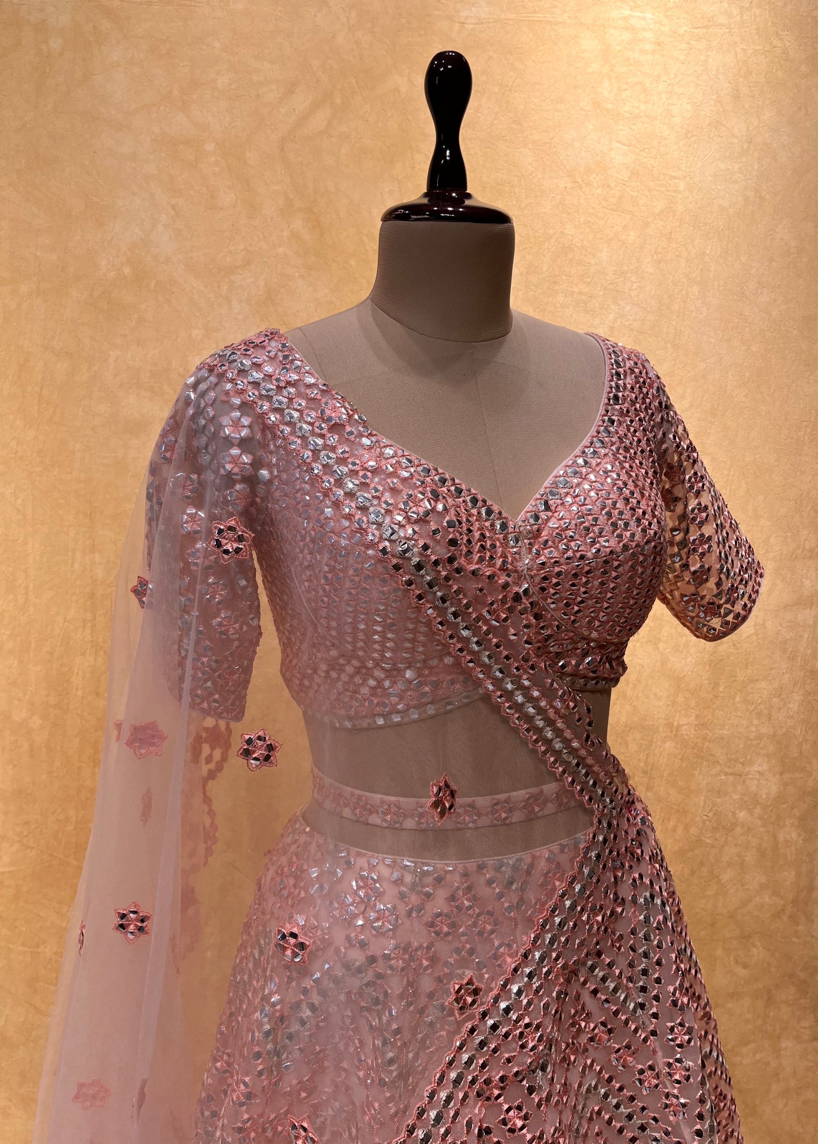 Dusty Peach Lehenga With White Embroidered Blouse Design by Ek Soot at  Pernia's Pop Up Shop 2024