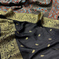 BLACK COLOUR MODAL SILK AJRAKH PRINT SAREE WITH ZARI BORDER & PALLU