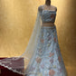 POWDER BLUE COLOUR NET LEHENGA WITH UNSTITCHED BLOUSE EMBELLISHED WITH GOTA PATTI LACE & SEQUINS