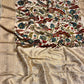 IVORY KALAMKARI KANJIVARAM SAREE WITH EMBROIDERY