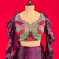 WINE COLOUR SATIN SKIRT WITH EMBROIDERED CROP TOP & RUFFLE DUPATTA EMBELLISHED WITH CUTDANA WORK