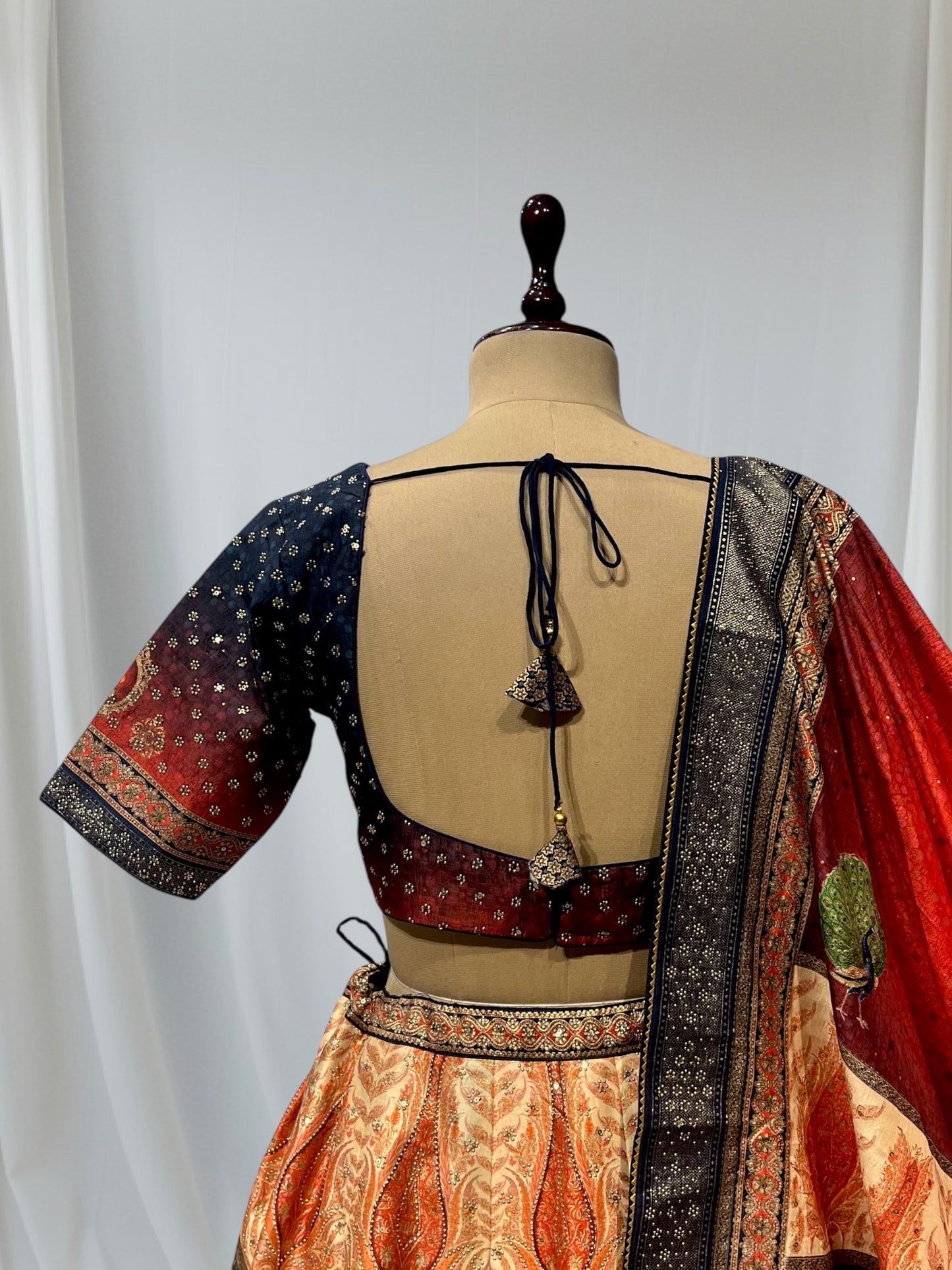 MULTI COLOUR SILK PRINTED LEHENGA WITH READYMADE BLOUSE