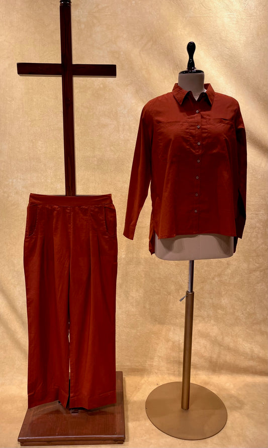 RUST ORANGE COLOUR COTTON CO-ORD SET