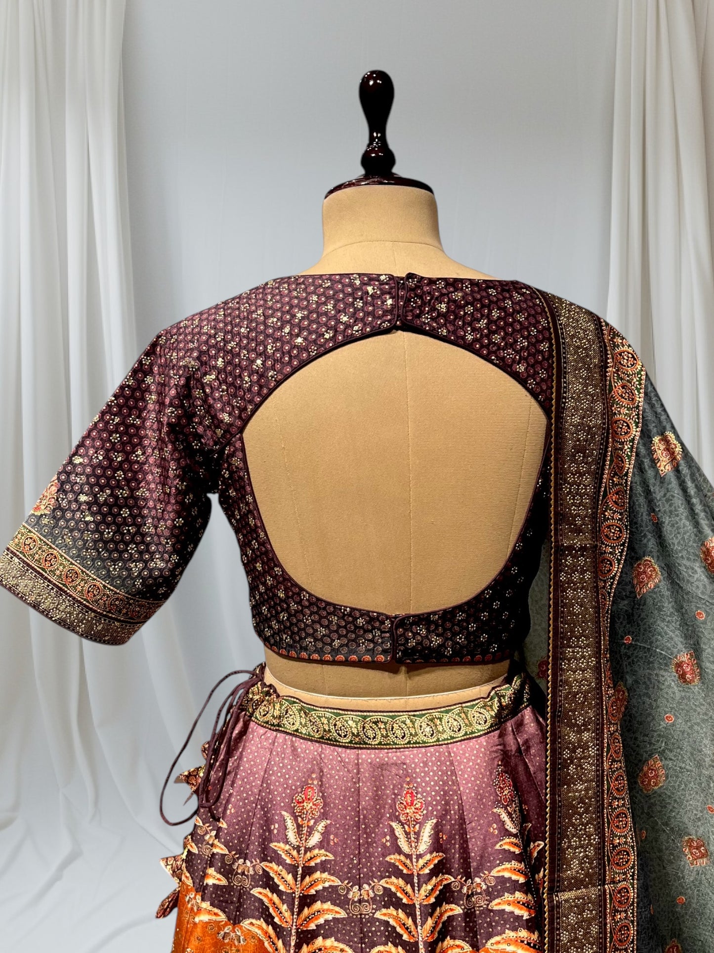 MULTI COLOUR SILK PRINTED LEHENGA WITH READYMADE BLOUSE