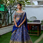 ROYAL BLUE COLOUR BANARASI LEHENGA WITH EMBROIDERED READYMADE BLOUSE & CHINON DUPATTA EMBELLISHED WITH SEQUINS, BEADS & KASAB EMBROIDERY