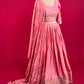 PINK COLOUR SATIN SILK LEHENGA WITH  READYMADE BLOUSE & CHINON EMBROIDERED DUPATTA EMBELLISHED WITH SEQUINS WORK