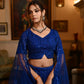 ROYAL BLUE COLOUR NET LEHENGA EMBELLISHED WITH SEQUINS  KUNDUN & RESHAM WORK