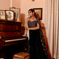 BLACK COLOUR EMBROIDERED CHINON GOWN WITH SHRUG EMBELLISHED WITH SEQUINS & BEADS WORK