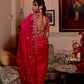 EXQUISITE HOT PINK COLOUR PURE ORGANZA SAREE WITH READYMADE BLOUSE EMBELLISHED WITH  ZARDOZI, SEQUINS & BEADS WORK