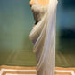 IVORY COLOUR PLEATED READYMADE SAREE WITH DESIGNER EMBROIDERED BLOUSE