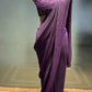 PURPLE COLOUR PLEATED READYMADE SAREE WITH DESIGNER EMBROIDERED BLOUSE