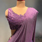 PURPLE COLOUR PLEATED READYMADE SAREE WITH DESIGNER EMBROIDERED BLOUSE