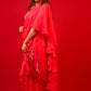 ( DELIVERY IN 20-25 DAYS ) HOT PINK COLOUR CHINON MULTI PURPOSE TWO IN ONE READYMADE SAREE EMBELLISHED WITH CUTDANA WORK ( SAREE WITH BLAZER & PALAZZO PANT )