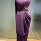 PURPLE COLOUR PLEATED READYMADE SAREE WITH DESIGNER EMBROIDERED BLOUSE