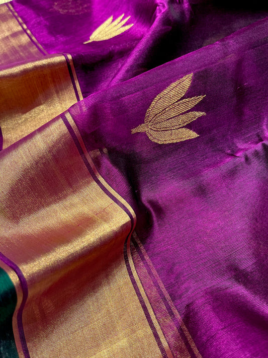 MAGENTA COLOR CHANDERI PATTU SILK SAREE EMBELLISHED WITH ZARI WEAVES